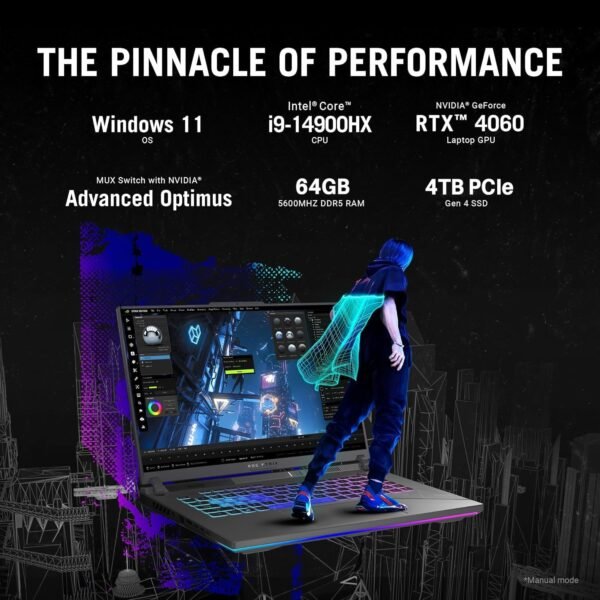ASUS 2024 ROG Strix G16 Gaming Laptop, 14th Gen 24-Core i9-14900HX(24 Cores), GeForce RTX 4060 8GB GDDR6, 16" 240Hz QHD+ Screen, 64GB DDR5, 4TB SSD, Backlit KB, Wi-Fi 6E, Win11 Pro, with Mouse - Image 4