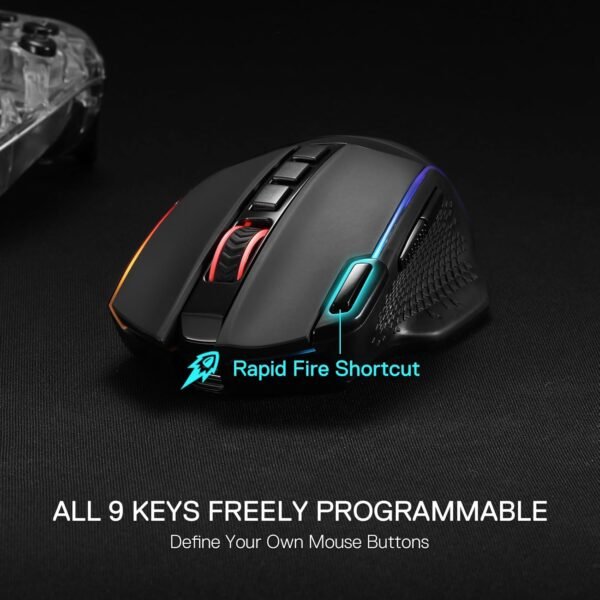 Redragon M991 Wireless Gaming Mouse, 19000 DPI Wired/Wireless Gamer Mouse with Professional Sensor, Durable Power Capacity, Customizable Macro and RGB Backlight for PC/Mac/Laptop - Image 4