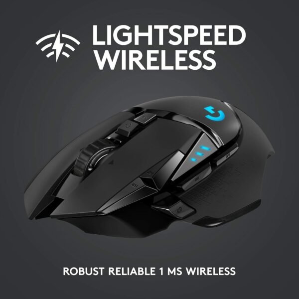 Logitech G502 LIGHTSPEED Wireless Gaming Mouse, HERO 25K Sensor, 25,600 DPI, RGB, Adjustable Weights, 11 Programmable Buttons, Long Battery Life, On-Board Memory, PC / Mac - Image 2