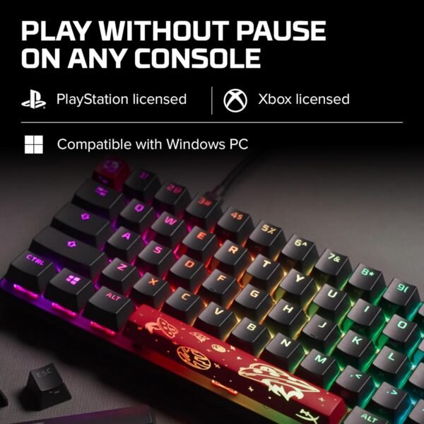 HYPERX 4P5D6AA Alloy Origins 65-Mechanical Gaming Keyboard-Ultra Compact 65% Form Factor – Red Switch (Linear)-Double shot PBT keycaps-RGB LED Backlit - Side Printed Secondary Functions,Black - Image 7
