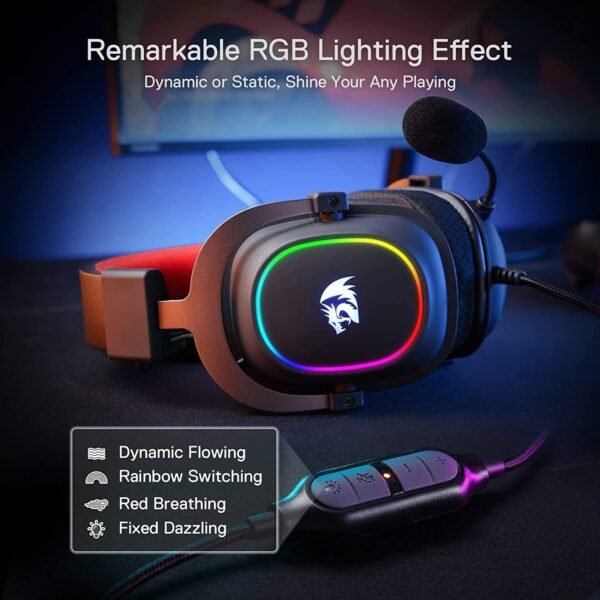 Redragon H510 Zeus-X RGB Wired Gaming Headset - 7.1 Surround Sound - 53MM Audio Drivers in Memory Foam Ear Pads w/Durable Fabric Cover- Multi Platforms Headphone - USB Powered for PC/PS4/NS - Image 4