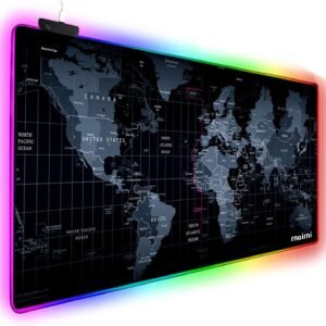 Extended RGB Gaming Mouse Mat 800x400x4mm, 17 Lighting Mode XL Extra Large Mouse Pad for gamer, Non-Slip Rubber Base and Waterproof, Keyboard Mousepad for Gaming, PC, MacBook, Laptop, Desk - World Map