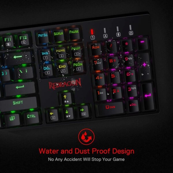 Redragon K582 SURARA Mechanical Gaming Keyboard with 104 Keys Anti-Ghosting, Programmable Wired Keyboard, Multicolour RGB Backlighting, Linear and Quiet Red Switch, Plug & Play, US Layout - Image 6