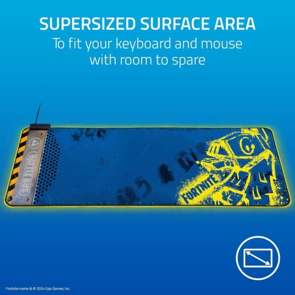 Razer Goliathus Extended Chroma Gaming Mousepad: Customizable Chroma RGB Lighting - Micro Textured Surface - Balanced Control & Speed - Non-Slip Rubber Base - Large Surface - Fortnite Edition - Image 4