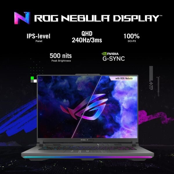 ASUS ROG Strix G16 (2024) Gaming Laptop, 16” 16:10 QHD 240Hz, GeForce RTX 4070, Intel® Core™ i9-14900HX, 32GB DDR5, 1TB PCIe SSD, Wi-Fi 6E, Windows 11 Pro, G614JIR-XS96 - Image 3