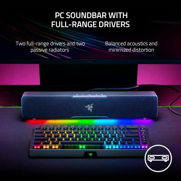 Razer Leviathan V2 X - PC Gaming Soundbar (Full-Range Drivers, Compact Desktop Form Factor, USB Type C Power and Audio Delivery, Bluetooth 5.0) Black - Image 2