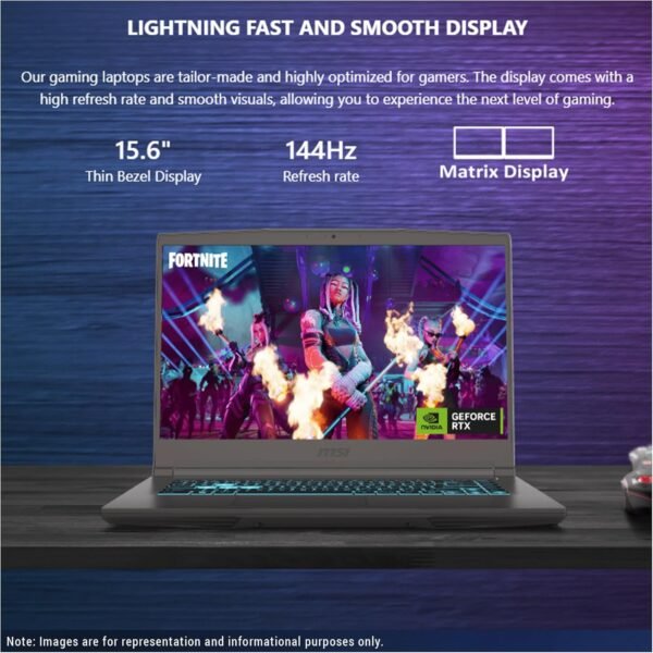 MSI Thin A15 Gaming AI Laptop, AMD Ryzen 9 8945HS, 64 GB DDR5 RAM, 4 TB PCIe SSD, 15.6" FHD (1920x1080) 144 Hz IPS Display, Nvidia G-Force RTX 4060, Backlit Keyboard, W11 Pro, Black - Image 3