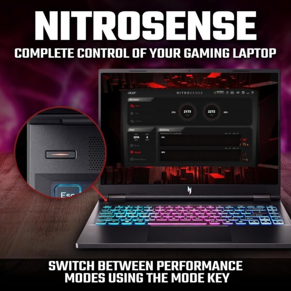 Acer Nitro 14 AN14-41 Gaming Laptop - AMD Ryzen 5 8645HS, 16GB, 512GB SSD, NVIDIA GeForce RTX 3050 6G, 14.5 WUXGA IPS 120Hz, Windows 11, Black - Image 8