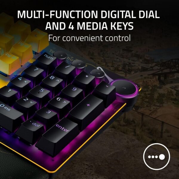 Razer Huntsman V2 (Red Switch) - Optical Gaming Keyboard with Near-Zero Input Latency (Linear Optical Switches Gen-2, Doubleshot PBT Keycaps, Ergonomic Wrist Rest) US-Layout | PUBG Ed. - Image 5