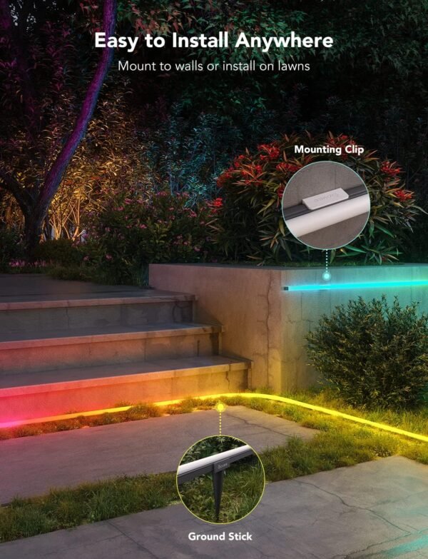 Govee Outdoor Neon LED Strip 10M, RGBIC LED Strip mit with 64+ Scenes, Music Sync, Works with Alexa Google Assistant, IP67 Waterproof Ground Lights Neon Strip for Garden Yards Walls Pathway - Image 6