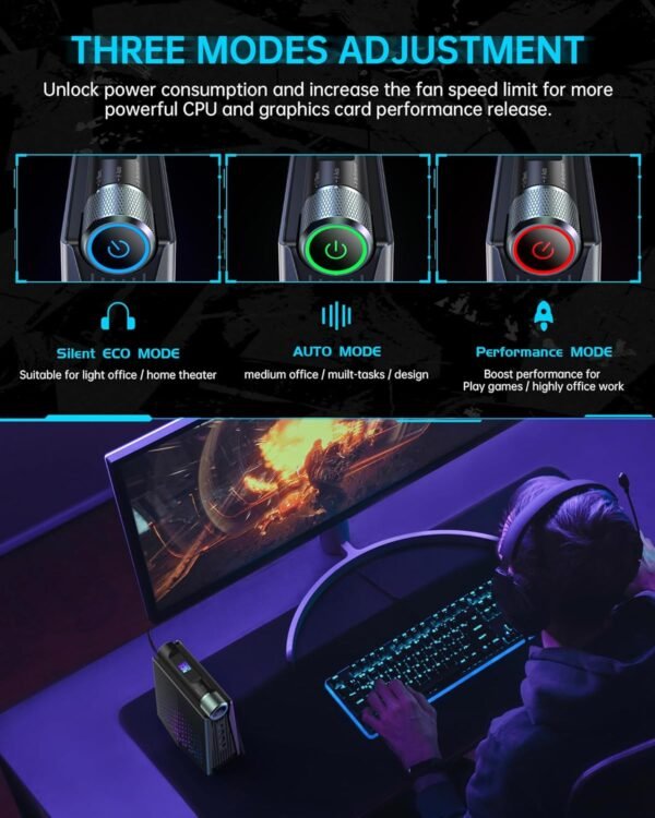ACEMAGICIAN Mini PC Windows 11, AMD Ryzen 7 Pro 5875U (8C/16T, up to 4.5Ghz) 16GB RAM 512GB NVMe SSD Mini Gaming PC, Mini Desktop Pc with 3-mode Adjustment, WiFi 6/BT5.2/HDMI/DP/Type-C 3 SCREEN OUTPUT - Image 3