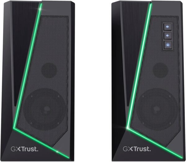 Trust Gaming GXT 609 Zoxa 2.0 PC Speakers, 12 W Peak Power, RGB Illuminated Set, USB Powered Sound System, 3.5 mm Aux, Volume Control, Stereo Computer Speakers for Desktop and Laptop - Black - Image 9