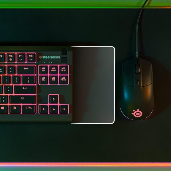 SteelSeries Apex 3 TKL - RGB Gaming Keyboard - Tenkeyless Compact Esports Form Factor - 8-Zone RGB Illumination - IP32 Water & Dust Resistant - English QWERTY Layout , Black - Image 9