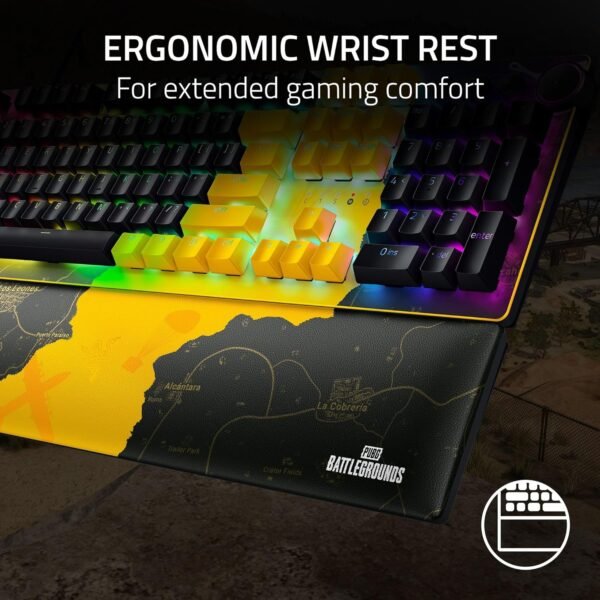 Razer Huntsman V2 (Red Switch) - Optical Gaming Keyboard with Near-Zero Input Latency (Linear Optical Switches Gen-2, Doubleshot PBT Keycaps, Ergonomic Wrist Rest) US-Layout | PUBG Ed. - Image 6