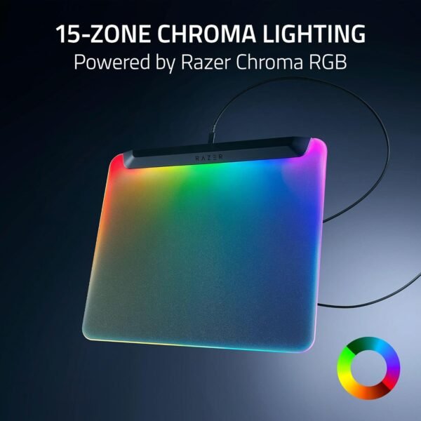 Razer Firefly V2 Pro Fully Illuminated RGB Gaming Mouse Mat: Backlit Design – 15 Zone Chroma Lighting – USB 2.0 Port – Detachable USB Type C Cable – Micro Textured Surface – Anti Slip Base - Image 3