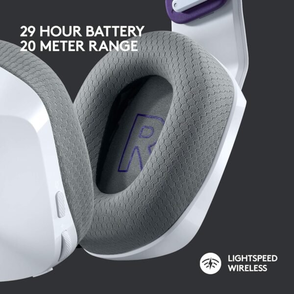Logitech G733 LIGHTSPEED Wireless Gaming Headset with suspension headband, LIGHTSYNC RGB, Blue VO!CE mic technology and PRO-G audio drivers, Lightweight, 29 Hour battery life, 20m range - White - Image 3