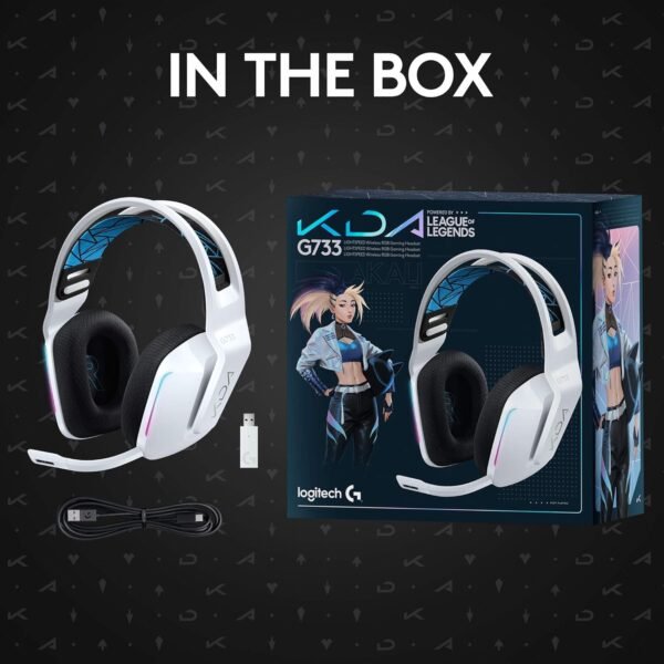 Logitech G 733 K/DA Wireless Gaming Headphones,LIGHTSPEED,RGB LIGHTSYNC,Blue VO!CE Microphone Technology,29 Hours Battery,DTS Headphone:X 2.0 Technology,PC - LOL Edition - White - Image 8