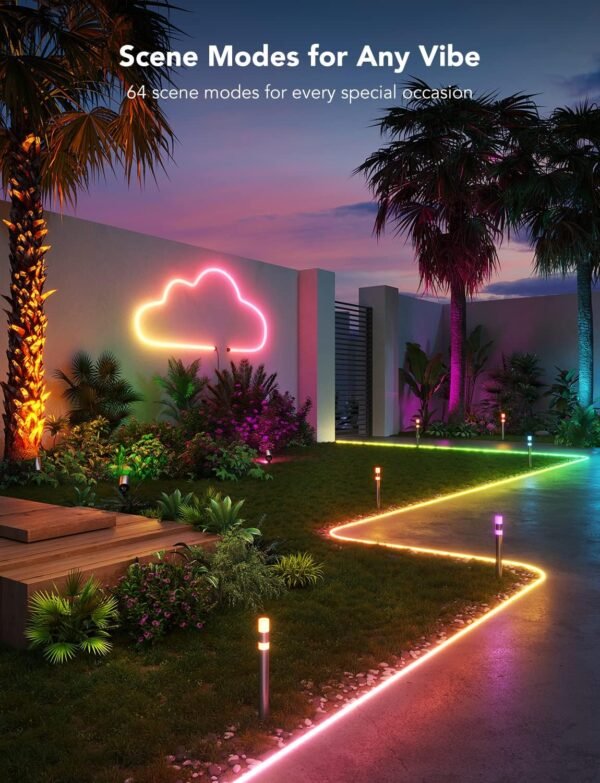 Govee Outdoor Neon LED Strip 10M, RGBIC LED Strip mit with 64+ Scenes, Music Sync, Works with Alexa Google Assistant, IP67 Waterproof Ground Lights Neon Strip for Garden Yards Walls Pathway - Image 3