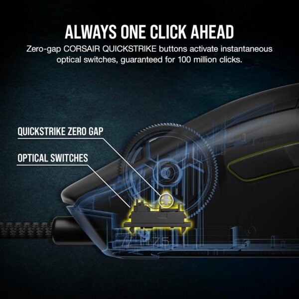 Corsair M75 Wired RGB Lightweight FPS Gaming Mouse – 26,000 DPI – Swappable Side Buttons – PC – Black - Image 5