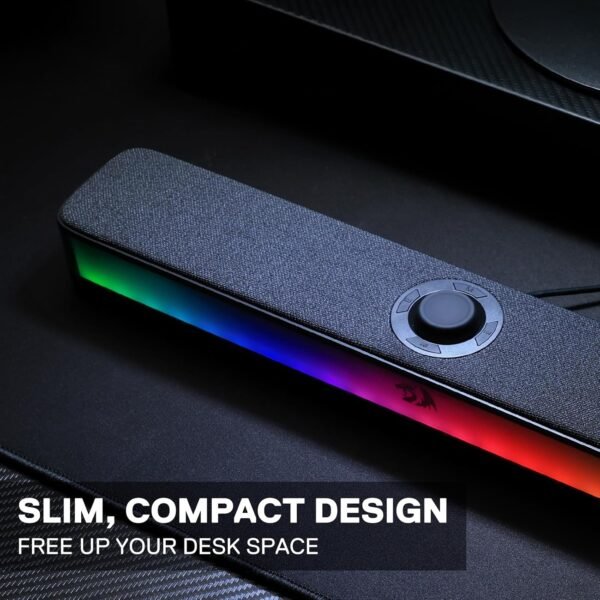 Redragon GS515 RGB Desktop Soundbar, 2.0 Channel Stereo Computer Speakers for Desktop with BT 5.3, USB-C/USB Powered, Black - Image 6