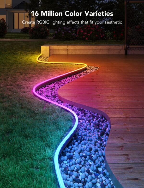 Govee Outdoor Neon LED Strip 10M, RGBIC LED Strip mit with 64+ Scenes, Music Sync, Works with Alexa Google Assistant, IP67 Waterproof Ground Lights Neon Strip for Garden Yards Walls Pathway - Image 2