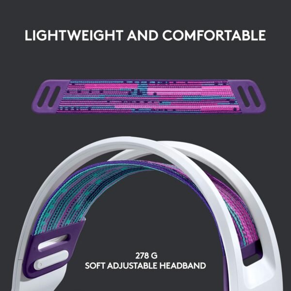 Logitech G733 LIGHTSPEED Wireless Gaming Headset with suspension headband, LIGHTSYNC RGB, Blue VO!CE mic technology and PRO-G audio drivers, Lightweight, 29 Hour battery life, 20m range - White - Image 2