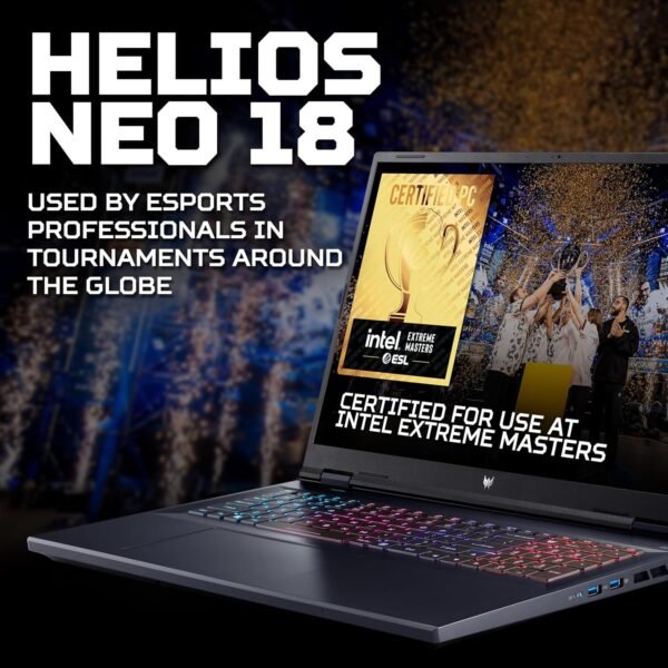 Acer Predator Helios Neo 18 PHN18-71 Gaming Laptop - Intel Core i7-14700HX, 16GB, 1TB SSD, NVIDIA GeForce RTX 4070 8G, 18"WQXGA IPS 165Hz DCI-P3 100%, Windows 11 , Black - Image 3