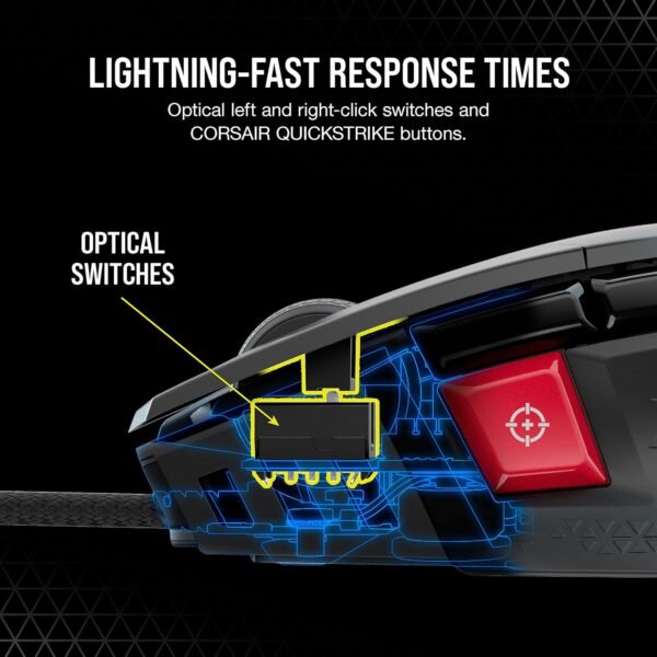 CORSAIR M65 RGB ULTRA Wired Tunable FPS Gaming Mouse – 26,000 DPI – Optical Switches – Weight System – AXON Hyper-Processing Technology – iCUE Compatible – PC, Mac, PS5, PS4, Xbox – Black - Image 5