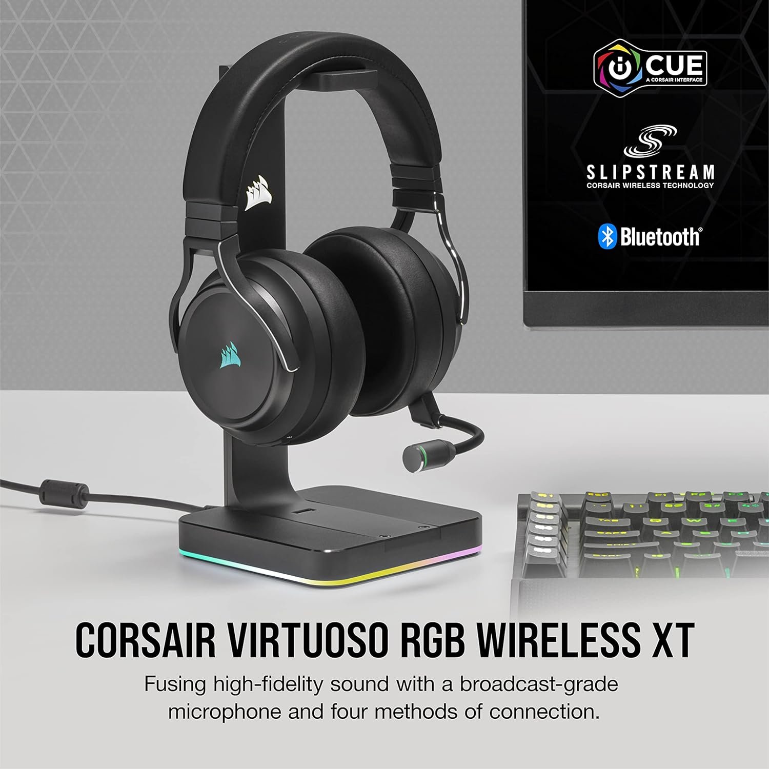 CORSAIR VIRTUOSO RGB WIRELESS XT Multiplatform Gaming Headset With Bluetooth – Dolby Atmos – Omni-Directional Microphone – iCUE Compatible – PC, Mac, PS5, PS4, Nintendo Switch, Mobile – Black - Image 2