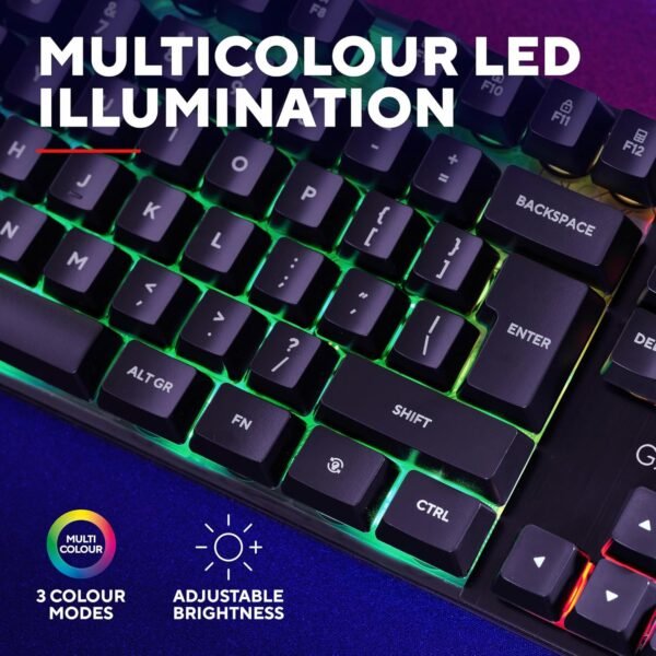 Trust Gaming GXT 835 Azor Gaming Keyboard with QWERTY UK Layout, LED Lighting, Game Mode, 12 Multimedia Keys, Anti-ghosting, Membrane Wired USB Keyboard for PC, Computer, Laptop - Black - Image 4