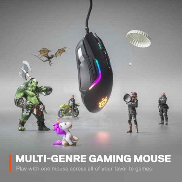SteelSeries Rival 5 - Gaming Mouse – FPS, MOBA, MMO, Battle Royale – 18,000 CPI TrueMove Air Optical Sensor – 9 Programmable Buttons – 85 g Competitive Weight, Black - Image 8