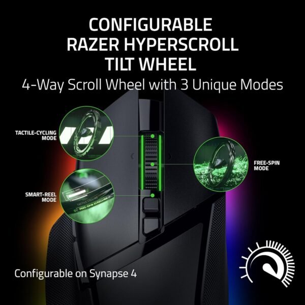 Razer Basilisk V3 Pro 35K Wireless Gaming Mouse: HyperScroll Tilt Wheel - 35K DPI Optical Sensor Gen 2-13 Customizable Controls - Chroma RGB - Optical Switches Gen 3 - Up to 140 Hr Battery - Black - Image 2