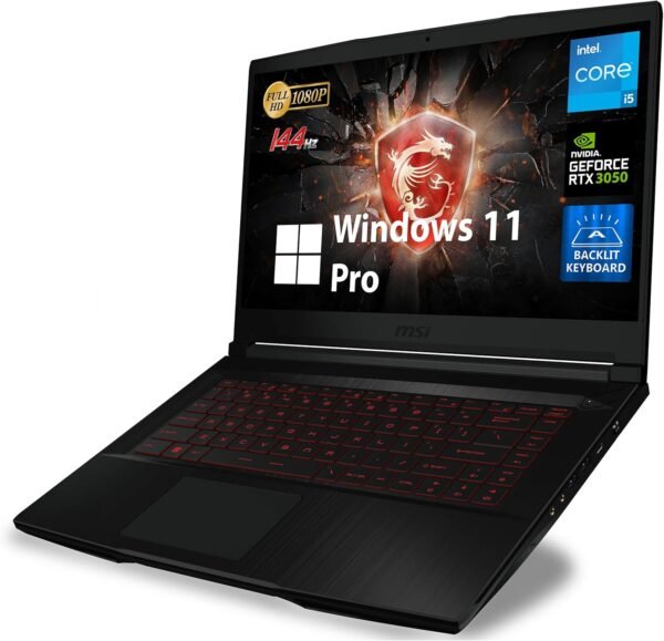 MSI GF63 Thin Gaming Laptop, 15.6" FHD 144Hz, Intel 6-Core i5-11400H, NVIDIA GeForce RTX 3050, 32GB DDR4, 1TB PCIe SSD, Backlit Keyboard with Anti-Ghosting, WiFi 6, RJ45 LAN, Windows 11 Pro, Black - Image 3