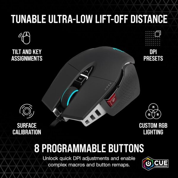 CORSAIR M65 RGB ULTRA Wired Tunable FPS Gaming Mouse – 26,000 DPI – Optical Switches – Weight System – AXON Hyper-Processing Technology – iCUE Compatible – PC, Mac, PS5, PS4, Xbox – Black - Image 7