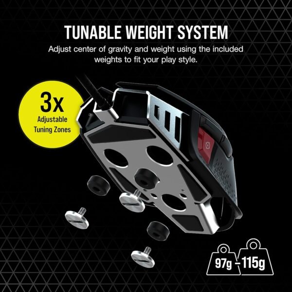 CORSAIR M65 RGB ULTRA Wired Tunable FPS Gaming Mouse – 26,000 DPI – Optical Switches – Weight System – AXON Hyper-Processing Technology – iCUE Compatible – PC, Mac, PS5, PS4, Xbox – Black - Image 6