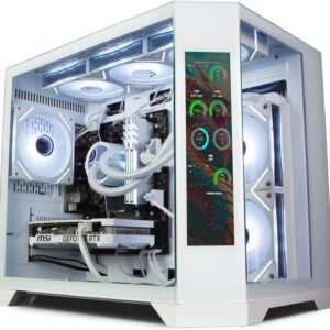 IONZ Gaming PC - Desktop Computer, AMD Ryzen 5 5500 CPU, NVIDIA RTX 4060, 16GB RAM, 1TB NVMe SSD, AIO Cooler, Windows 11, WiFi | (Apex Vision, White)