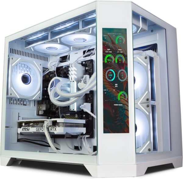 IONZ Gaming PC - Desktop Computer, AMD Ryzen 5 5500 CPU, NVIDIA RTX 4060, 16GB RAM, 1TB NVMe SSD, AIO Cooler, Windows 11, WiFi | (Apex Vision, White)
