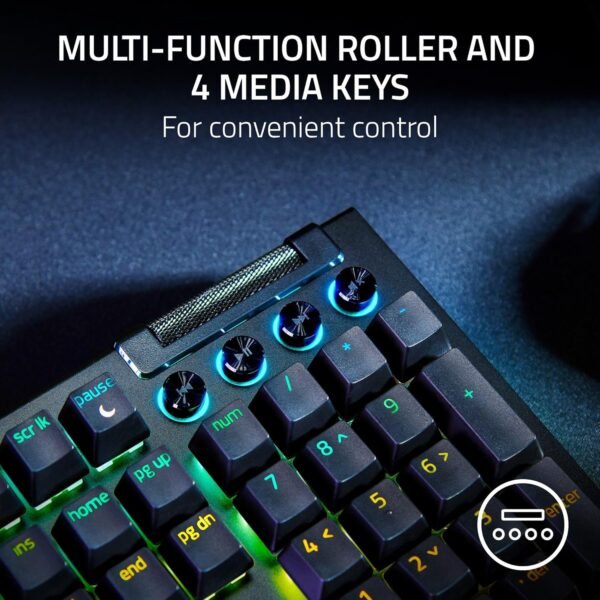 Razer BlackWidow V4 (Green Switch) - Mechanical Gaming Keyboard Chroma RGB (Clicky Mechanical Switches, 6 Dedicated Macro Keys, Doubleshot ABS Keycaps) UK Layout | Black - Image 8
