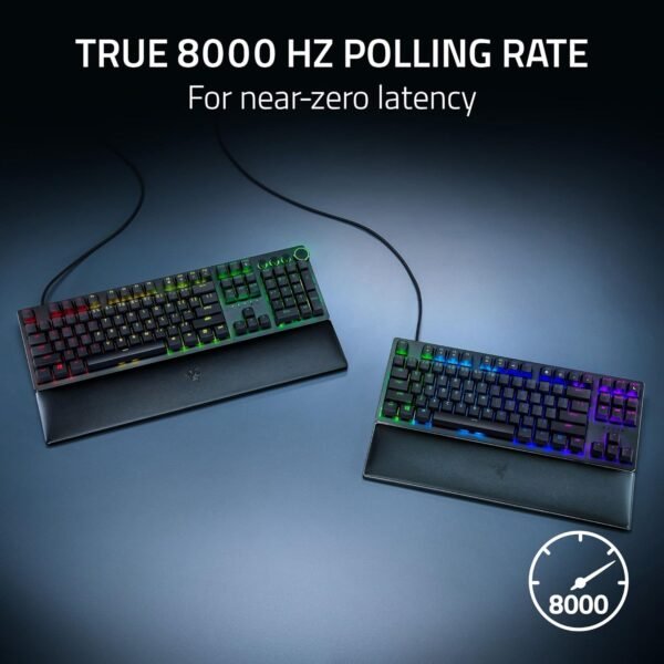 Razer Huntsman V2 (Red Switch) - Optical Gaming Keyboard with Near-Zero Input Latency (Linear Optical Switches Gen-2, Doubleshot PBT Keycaps, Ergonomic Wrist Rest) UK Layout | Black - Image 2