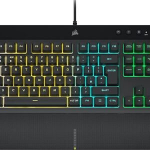CORSAIR K55 RGB PRO Membrane Wired Gaming Keyboard – IP42 Dust and Spill-Resistant – 6 Macro Keys with Elgato Integration – iCUE Compatible – QWERTY UK – PC, Mac, Xbox – Black