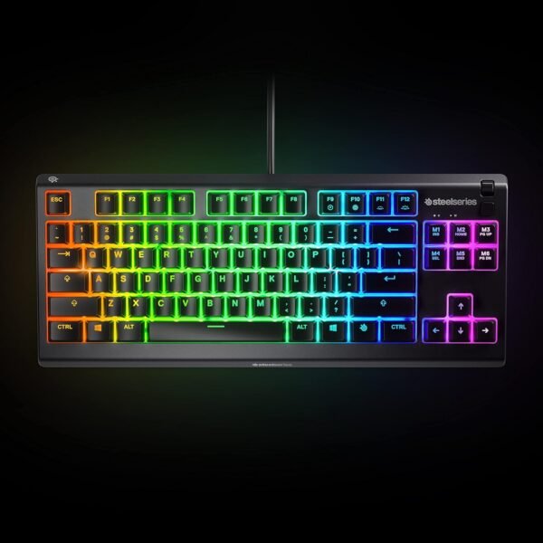 SteelSeries Apex 3 TKL - RGB Gaming Keyboard - Tenkeyless Compact Esports Form Factor - 8-Zone RGB Illumination - IP32 Water & Dust Resistant - English QWERTY Layout , Black - Image 8