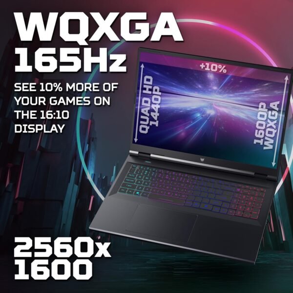 Acer Predator Helios Neo 18 PHN18-71 Gaming Laptop - Intel Core i7-14700HX, 16GB, 1TB SSD, NVIDIA GeForce RTX 4070 8G, 18"WQXGA IPS 165Hz DCI-P3 100%, Windows 11 , Black - Image 5