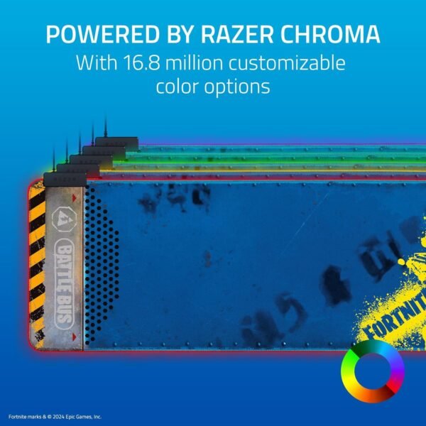 Razer Goliathus Extended Chroma Gaming Mousepad: Customizable Chroma RGB Lighting - Micro Textured Surface - Balanced Control & Speed - Non-Slip Rubber Base - Large Surface - Fortnite Edition - Image 5