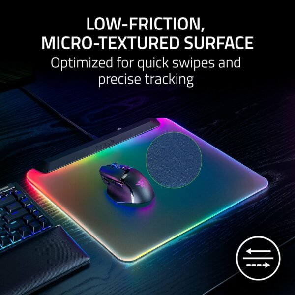 Razer Firefly V2 Pro Fully Illuminated RGB Gaming Mouse Mat: Backlit Design – 15 Zone Chroma Lighting – USB 2.0 Port – Detachable USB Type C Cable – Micro Textured Surface – Anti Slip Base - Image 6