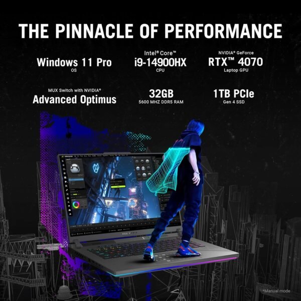 ASUS ROG Strix G16 (2024) Gaming Laptop, 16” 16:10 QHD 240Hz, GeForce RTX 4070, Intel® Core™ i9-14900HX, 32GB DDR5, 1TB PCIe SSD, Wi-Fi 6E, Windows 11 Pro, G614JIR-XS96 - Image 2