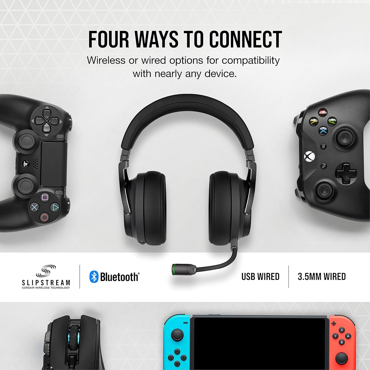 CORSAIR VIRTUOSO RGB WIRELESS XT Multiplatform Gaming Headset With Bluetooth – Dolby Atmos – Omni-Directional Microphone – iCUE Compatible – PC, Mac, PS5, PS4, Nintendo Switch, Mobile – Black - Image 3