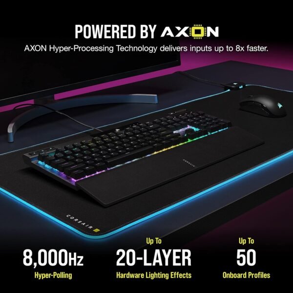 CORSAIR K70 RGB PRO Mechanical Wired Gaming Keyboard – Cherry MX Red Linear Switches, SOCD, PBT Double-Shot Keycaps, 8000Hz Hyper-Polling, NKRO, Anti-Ghosting, Tournament Switch, QWERTY UK – Black - Image 5