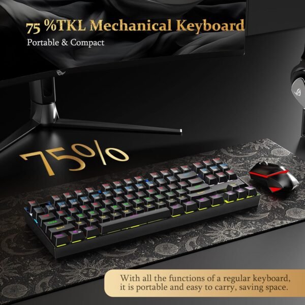 Redragon K552 Mechanical Gaming Keyboard, LED Gaming Keyboard with Red Switches, 87 Full Anti-ghosting Keys, Unique Metal Rim for Windows Gaming PC, Black - Image 3