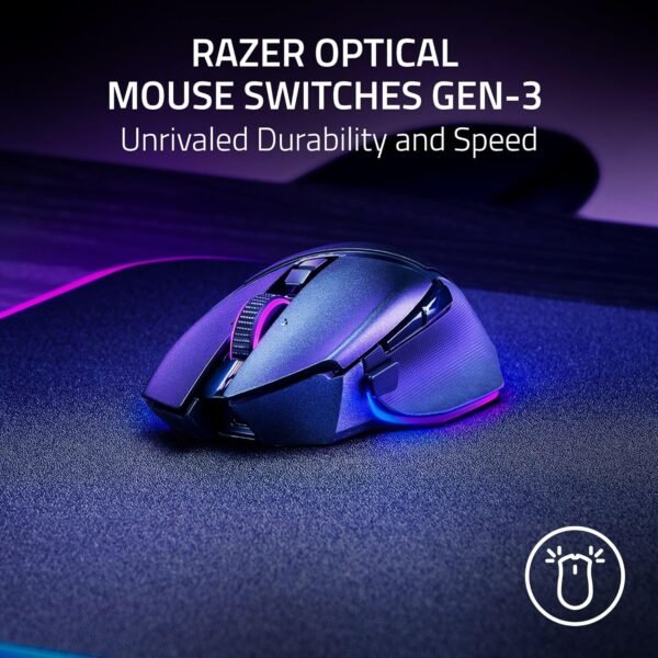 Razer Basilisk V3 Pro 35K Wireless Gaming Mouse: HyperScroll Tilt Wheel - 35K DPI Optical Sensor Gen 2-13 Customizable Controls - Chroma RGB - Optical Switches Gen 3 - Up to 140 Hr Battery - Black - Image 7