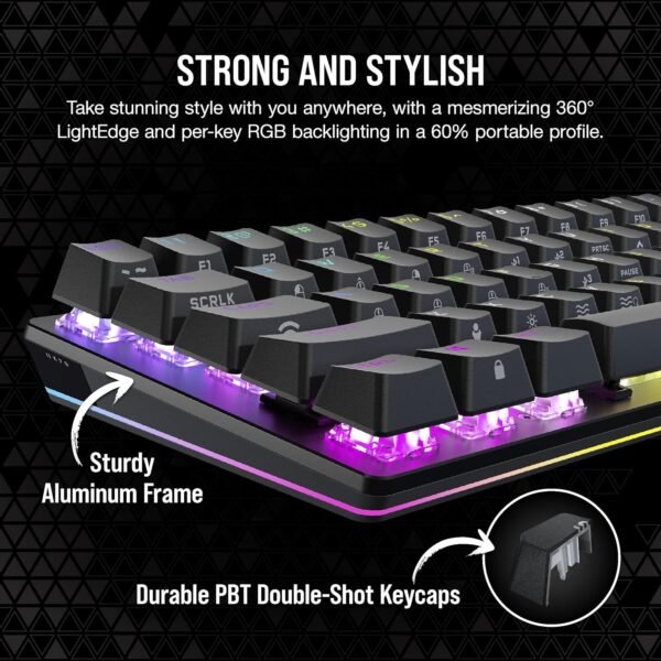 CORSAIR K70 PRO MINI WIRELESS RGB 60% Mechanical Gaming Keyboard – Swappable CHERRY MX RED Switches – PBT Double-Shot Keycaps – iCUE Compatible – PC, Mac, PS5, PS4, Xbox – QWERTY UK – Black - Image 5